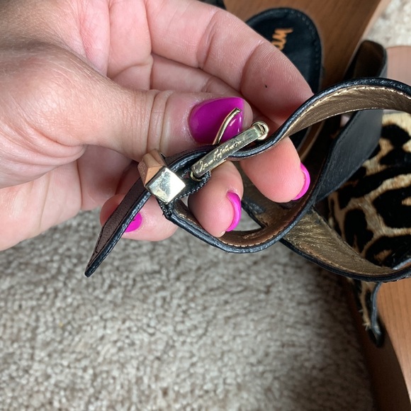 Sam Edelman calf hair leopard clog platform sandals - Picture 9 of 13